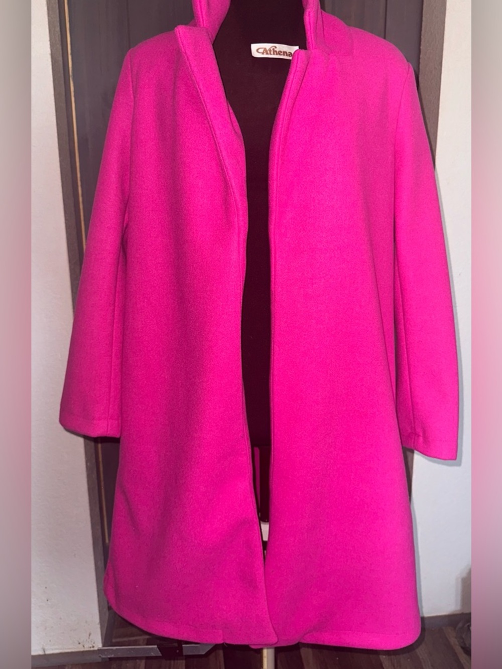 Women's Hot Pink Open-Front Sweater Coat